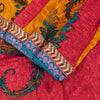 Sanskriti Vintage Red-Yellow Sarees Pure Crepe Floral Printed Sari 5.5+YD Fabric