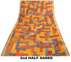 Sanskriti Vintage Yellow Pure Crepe Sarees Geometric Printed Sari 5.5+YD Fabric