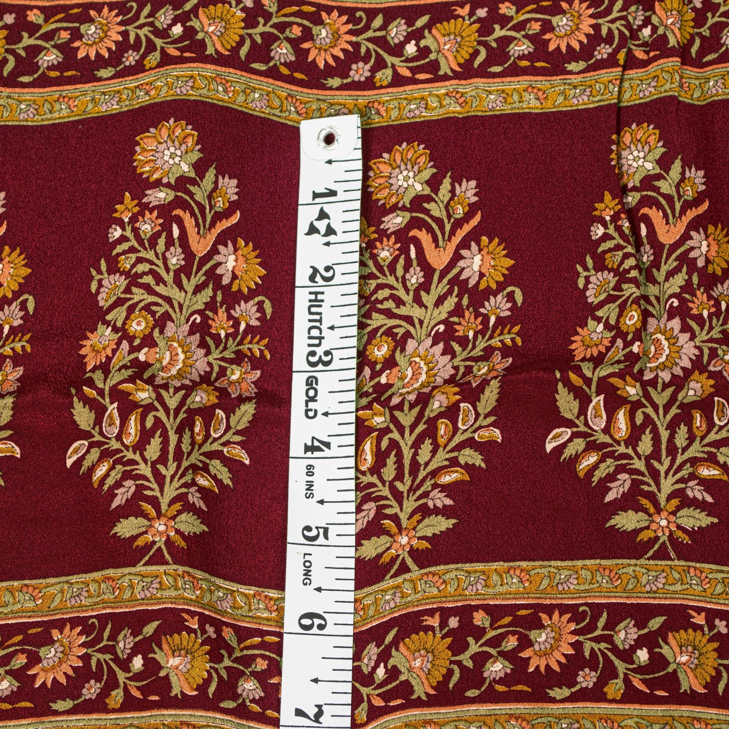 Sanskriti Vintage Cream-Red Saree Pure Crepe Kalamkari Print Sari 5.5+YD Fabric