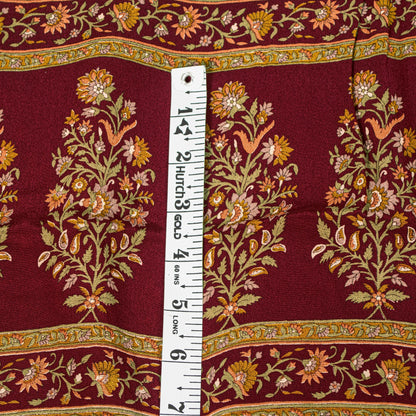 Sanskriti Vintage Cream-Red Saree Pure Crepe Kalamkari Print Sari 5.5+YD Fabric