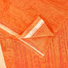 Sanskriti Vintage Orange-Cream Pure Crepe Sarees Hand Block Print 5.5+YD Fabric