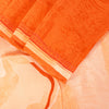 Sanskriti Vintage Orange-Cream Pure Crepe Sarees Hand Block Print 5.5+YD Fabric