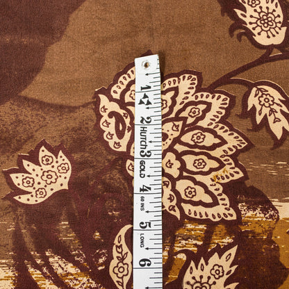Sanskriti Vintage Brown-Orange Sarees Pure Crepe Floral Printed Sari 5+YD Fabric