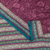 Sanskriti Vintage Purple Sarees Pure Crepe Kalamkari Printed Sari 5.5+YD Fabric