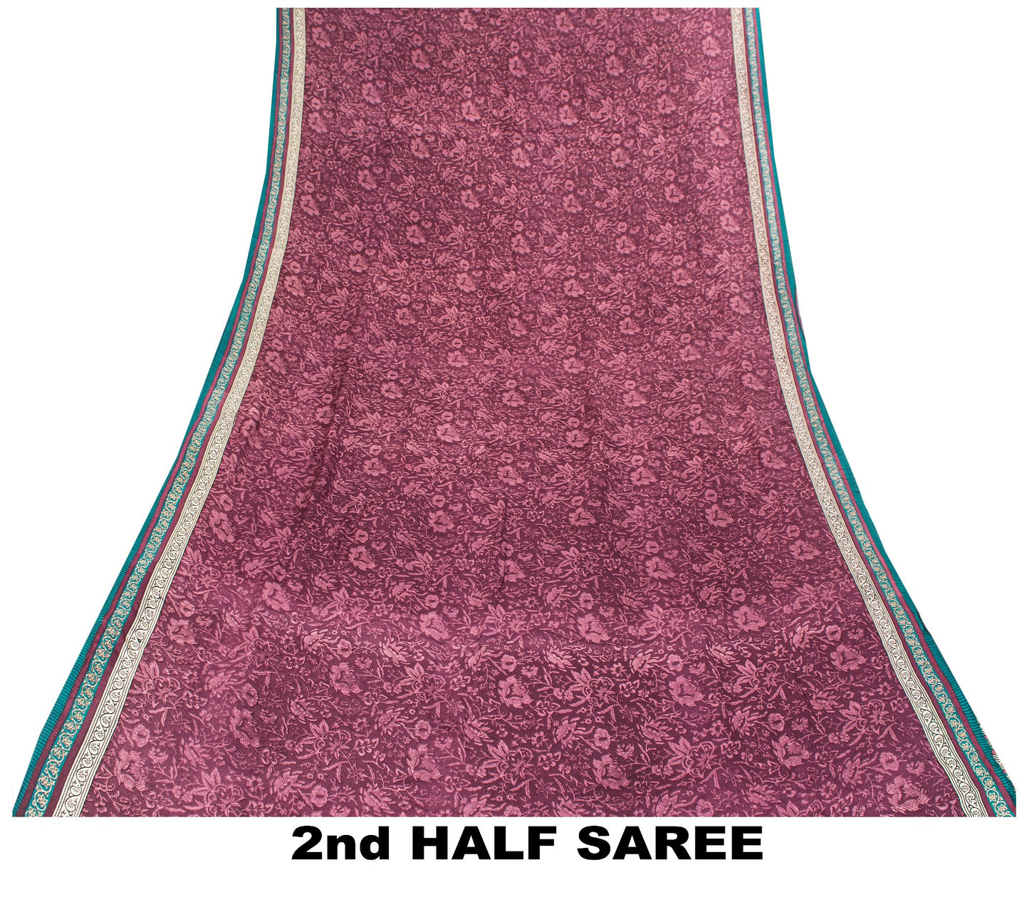 Sanskriti Vintage Purple Sarees Pure Crepe Kalamkari Printed Sari 5.5+YD Fabric