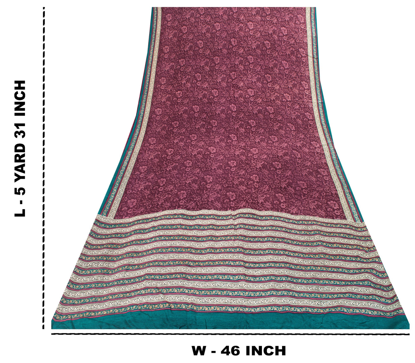 Sanskriti Vintage Purple Sarees Pure Crepe Kalamkari Printed Sari 5.5+YD Fabric