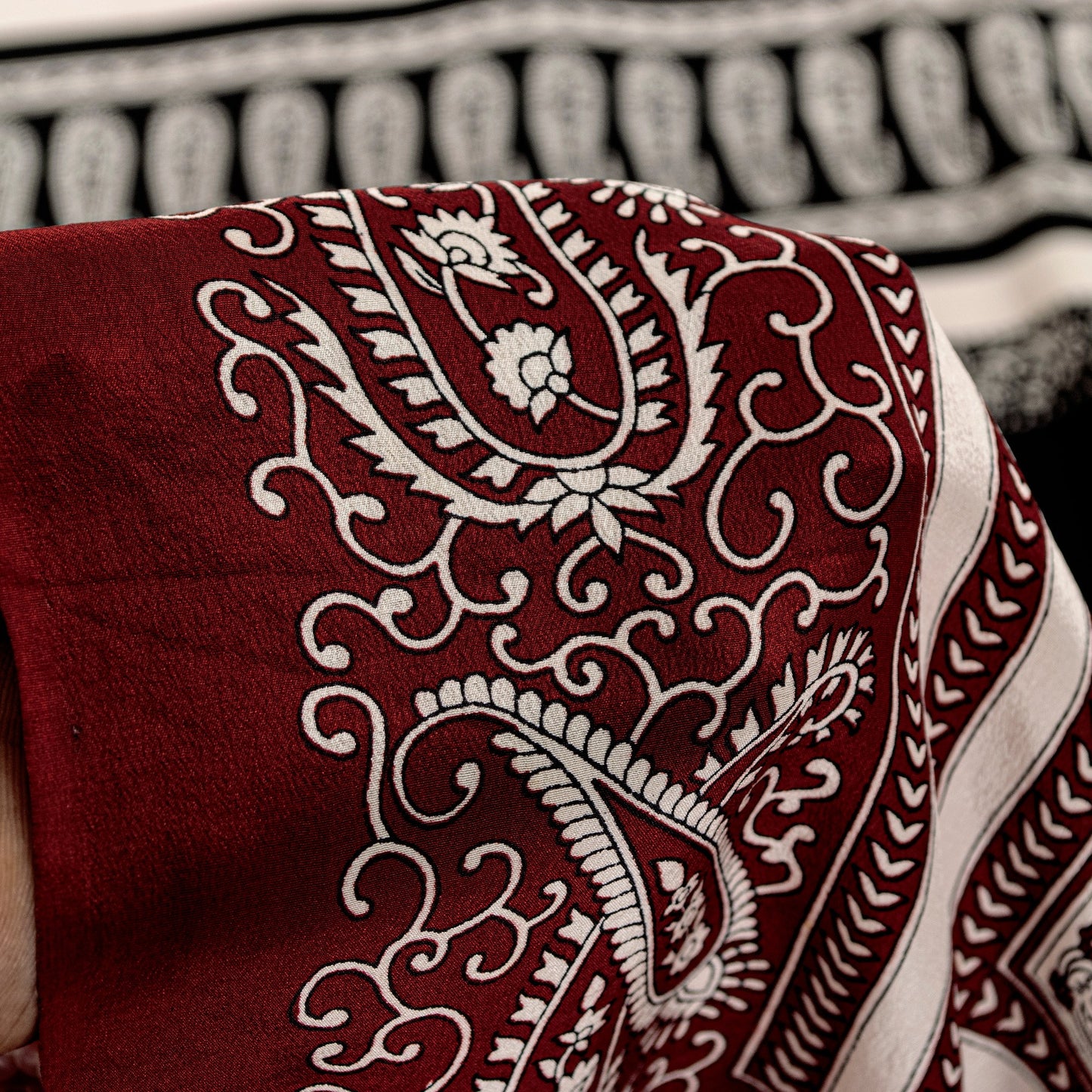 Sanskriti Vintage Red-Black Saree Pure Crepe Handmade Kalamkari 5.5+YD Fabric