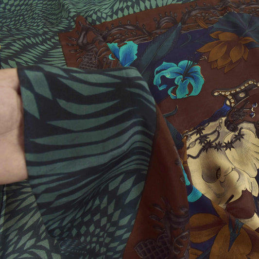 Sanskriti Vintage Soft Blue Pure Crepe Sari Elephant Digital Print Saree 5.5Yd