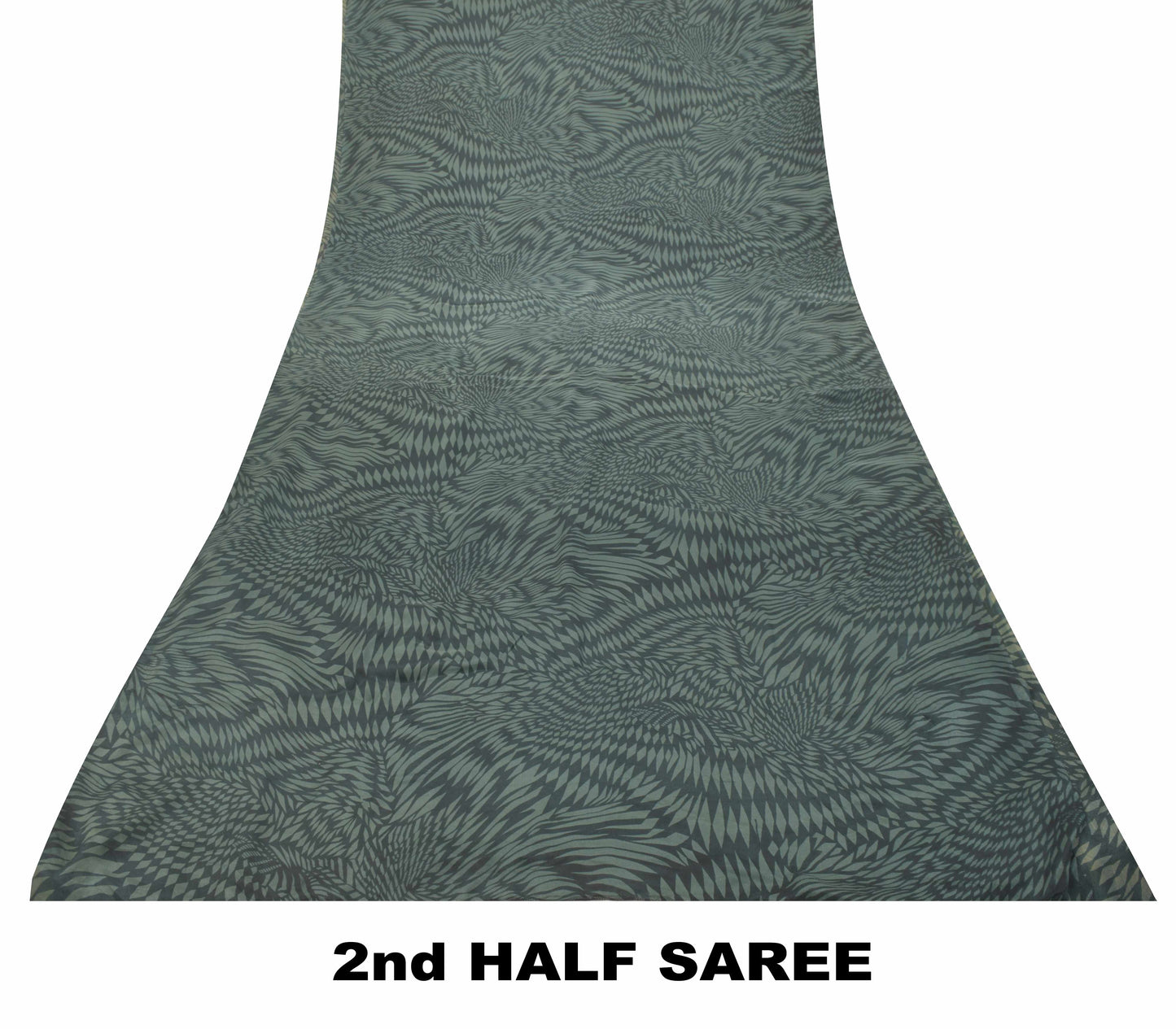 Sanskriti Vintage Soft Blue Pure Crepe Sari Elephant Digital Print Saree 5.5Yd