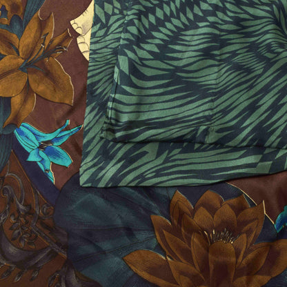 Sanskriti Vintage Soft Blue Pure Crepe Sari Elephant Digital Print Saree 5.5Yd