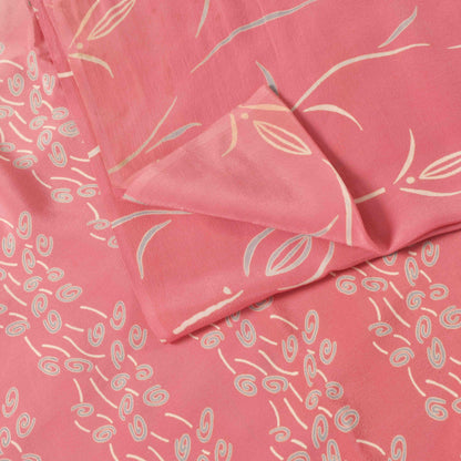 Sanskriti Vintage Soft Pink Pure Crepe Silk Sari Floral DigitalPrint Saree 5.5Yd