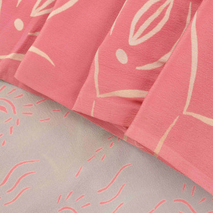 Sanskriti Vintage Soft Pink Pure Crepe Silk Sari Floral DigitalPrint Saree 5.5Yd
