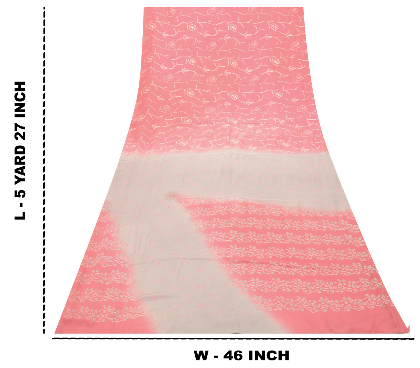 Sanskriti Vintage Soft Pink Pure Crepe Silk Sari Floral DigitalPrint Saree 5.5Yd