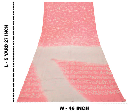 Sanskriti Vintage Soft Pink Pure Crepe Silk Sari Floral DigitalPrint Saree 5.5Yd