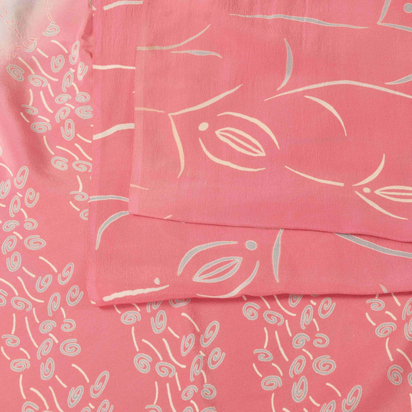 Sanskriti Vintage Soft Pink Pure Crepe Silk Sari Floral DigitalPrint Saree 5.5Yd
