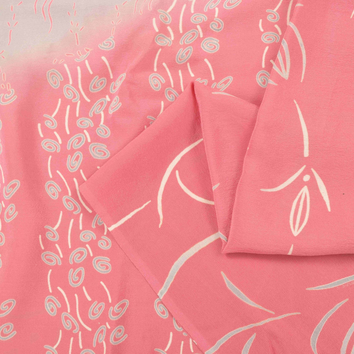 Sanskriti Vintage Soft Pink Pure Crepe Silk Sari Floral DigitalPrint Saree 5.5Yd