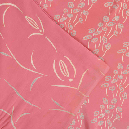 Sanskriti Vintage Soft Pink Pure Crepe Silk Sari Floral DigitalPrint Saree 5.5Yd