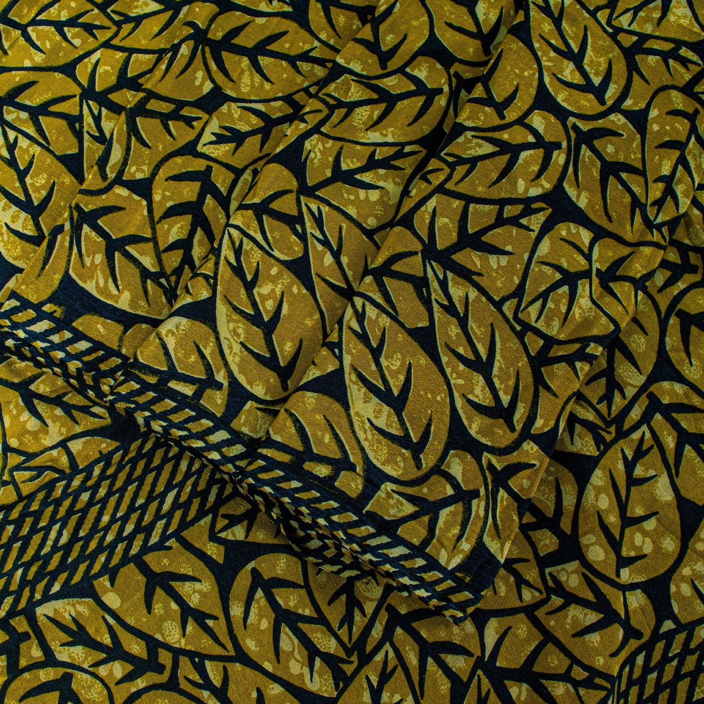 Sanskriti Vintage Soft Green 100% Pure Crepe Silk Sari Leaf Printed Saree 5.5Yd