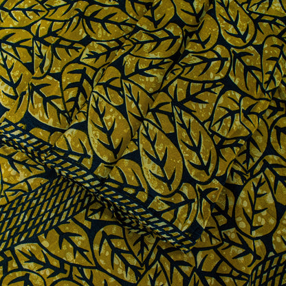 Sanskriti Vintage Soft Green 100% Pure Crepe Silk Sari Leaf Printed Saree 5.5Yd