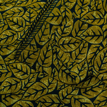 Sanskriti Vintage Soft Green 100% Pure Crepe Silk Sari Leaf Printed Saree 5.5Yd