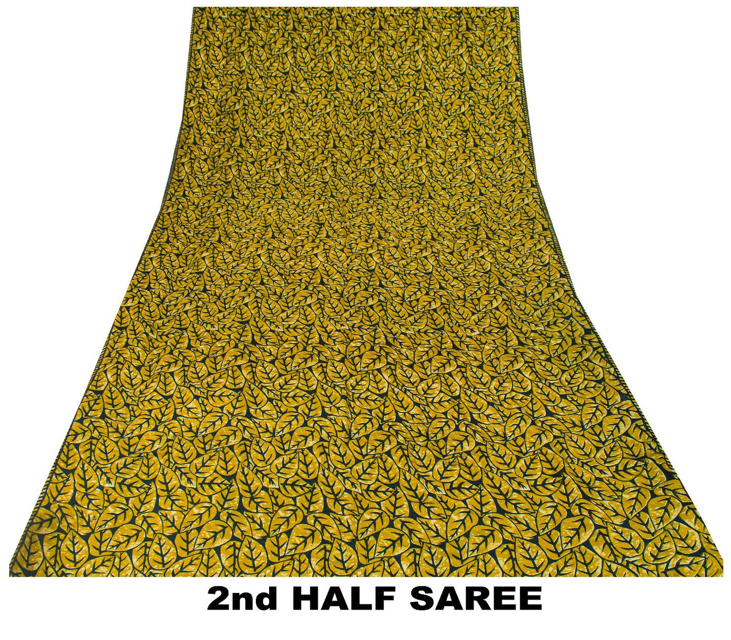 Sanskriti Vintage Soft Green 100% Pure Crepe Silk Sari Leaf Printed Saree 5.5Yd
