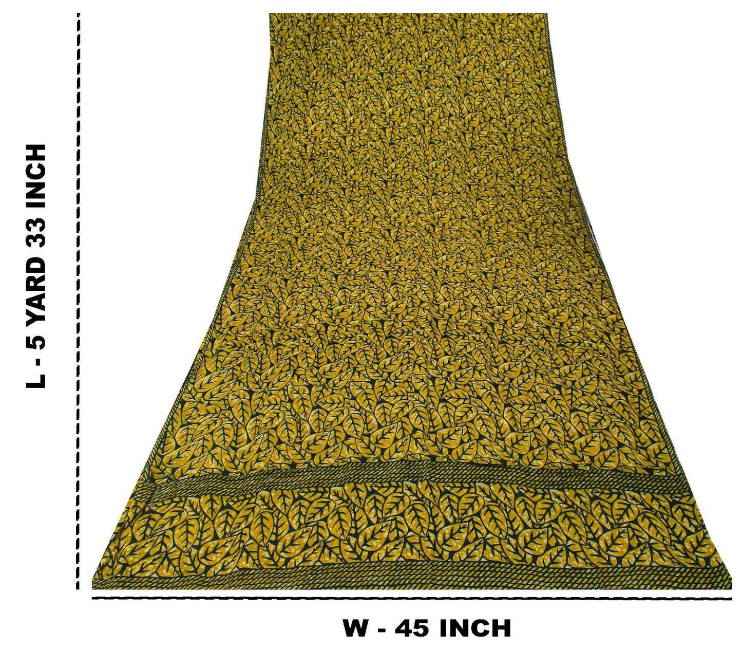 Sanskriti Vintage Soft Green 100% Pure Crepe Silk Sari Leaf Printed Saree 5.5Yd