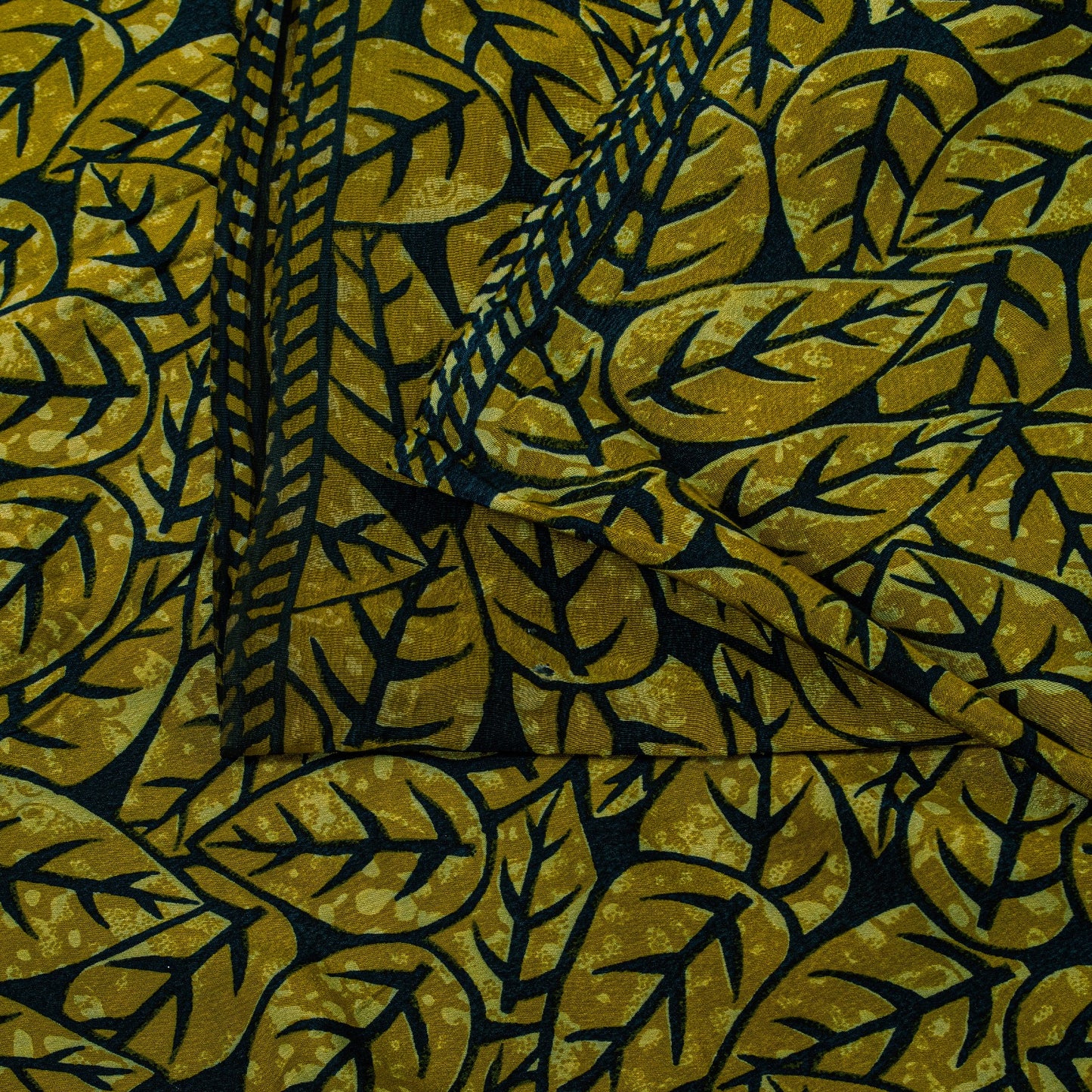 Sanskriti Vintage Soft Green 100% Pure Crepe Silk Sari Leaf Printed Saree 5.5Yd