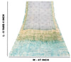 Sanskriti Vintage Soft Blue Pure Crepe Sari Floral Geometric Printed Saree 6+Yd