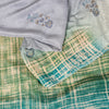 Sanskriti Vintage Soft Blue Pure Crepe Sari Floral Geometric Printed Saree 6+Yd