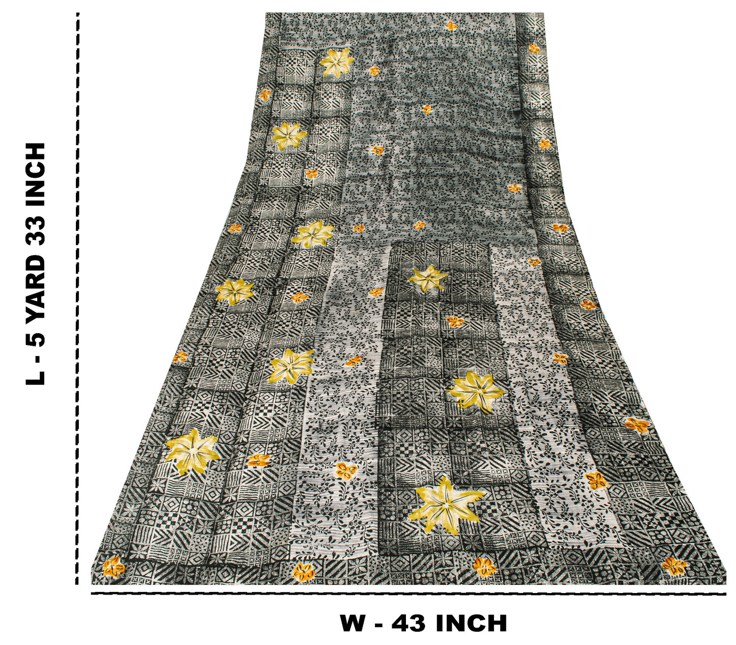 Sanskriti Vintage Black-White Soft Pure Crepe Sari Digital Printed Saree 5.5Yard