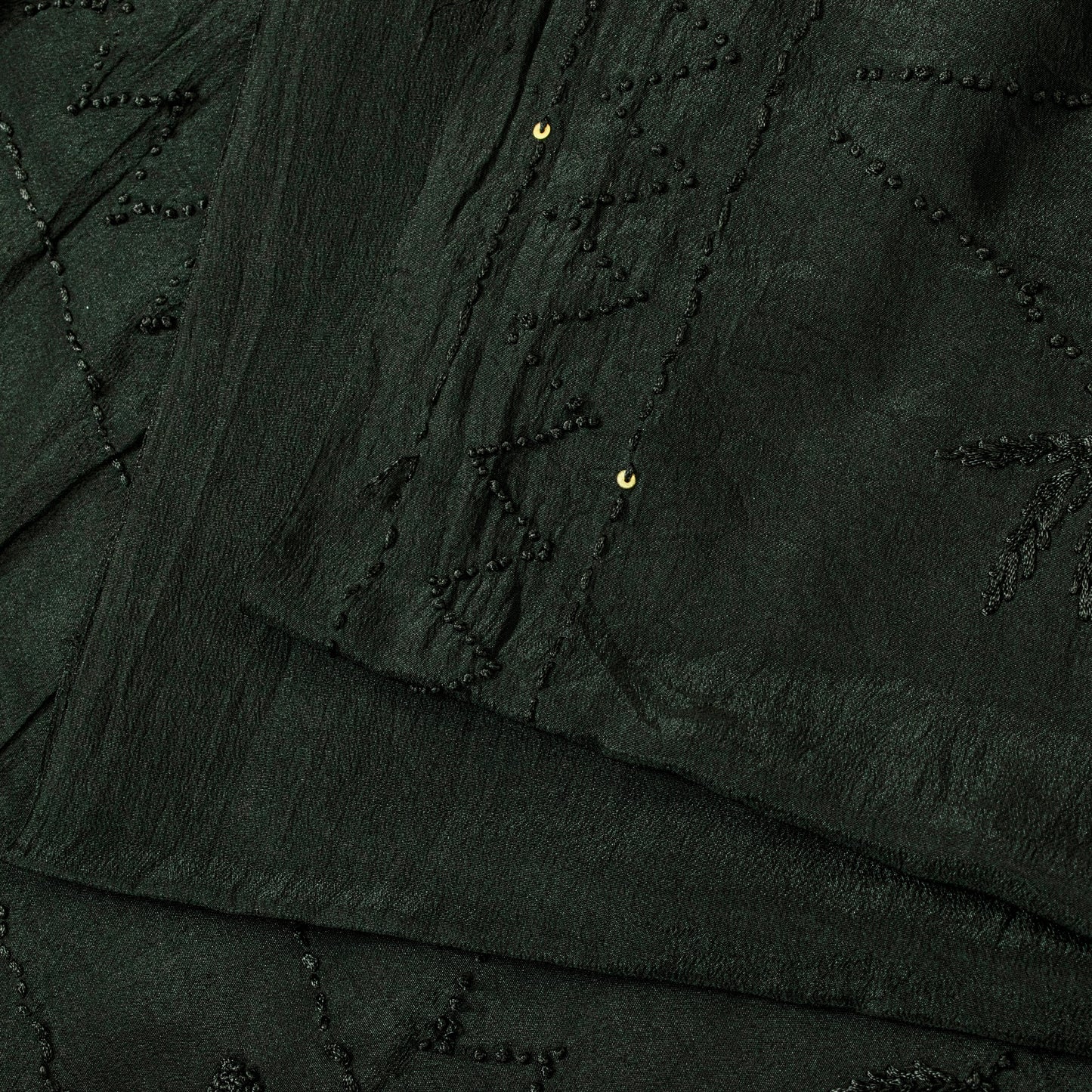 Sanskriti Vintage Black Pure Crepe Silk Sari Hand Embroidery Sequins Saree 5.5YD