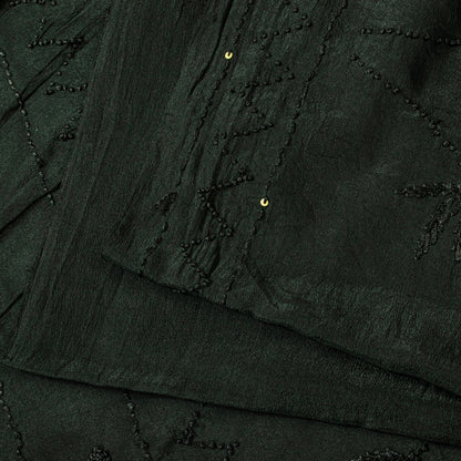 Sanskriti Vintage Black Pure Crepe Silk Sari Hand Embroidery Sequins Saree 5.5YD