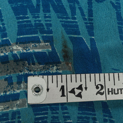 Sanskriti Vintage Saree Blue Pure Crepe Floral Print Sari 5.5+Yard Craft Fabric