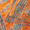Sanskriti Vintage Orange Sari Soft Pure Crepe Hand Block Printed Saree 6YD Craft