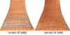 Sanskriti Vintage Orange Sari Soft Pure Crepe Hand Block Printed Saree 6YD Craft