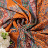 Sanskriti Vintage Orange Sari Soft Pure Crepe Hand Block Printed Saree 6YD Craft