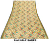 Sanskriti Vintage Beige Sari Soft 100%Pure Crepe Silk Floral Print Saree 5.5Yard