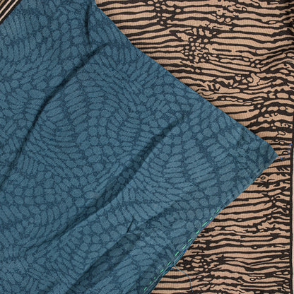 Sanskriti Vintage Purple Sari Soft Pure Crepe Floral Print Saree 5.5Yd Fabric