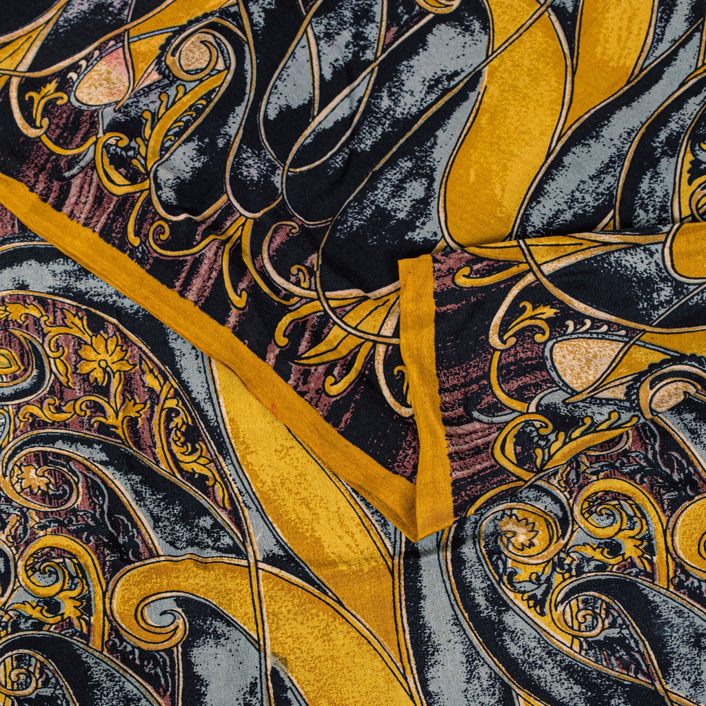 Sanskriti Vintage Purple Sari Soft Pure Crepe Silk Paisley Printed Saree 5.5 Yd