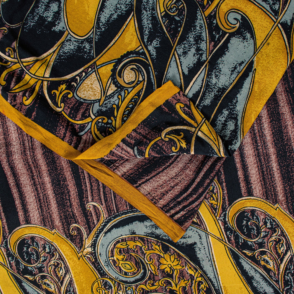 Sanskriti Vintage Purple Sari Soft Pure Crepe Silk Paisley Printed Saree 5.5 Yd