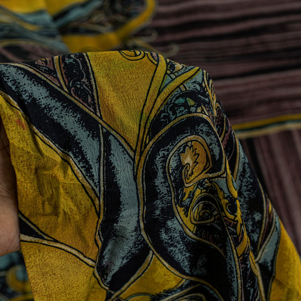 Sanskriti Vintage Purple Sari Soft Pure Crepe Silk Paisley Printed Saree 5.5 Yd