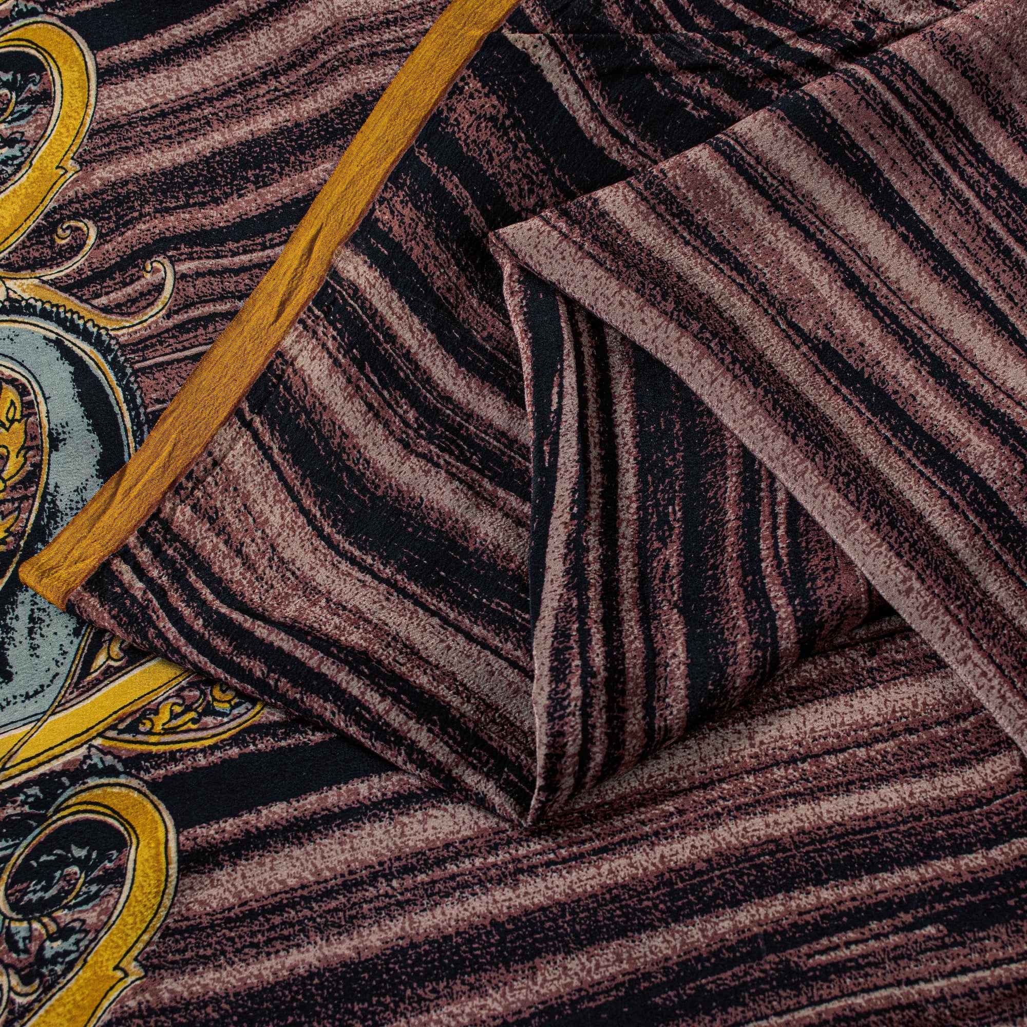 Sanskriti Vintage Purple Sari Soft Pure Crepe Silk Paisley Printed Saree 5.5 Yd