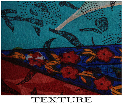 Sanskriti Vintage Saree Blue-Brown Pure Crepe Floral Print Sari 5.5+Yard Fabric