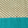 Sanskriti Vintage Sari White-Blue Soft Pure Crepe Floral Block Print Saree 5.5Yd