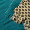 Sanskriti Vintage Sari White-Blue Soft Pure Crepe Floral Block Print Saree 5.5Yd