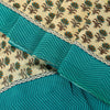 Sanskriti Vintage Sari White-Blue Soft Pure Crepe Floral Block Print Saree 5.5Yd