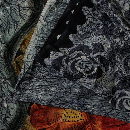 Sanskriti Vintage Grayish Black Sari Soft Pure Crepe Abstract Printed Saree 5 Yd