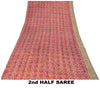 Sanskriti Vintage Red Soft Pure Crepe Sari Digital Printed Gota Lace Saree 5+Yd