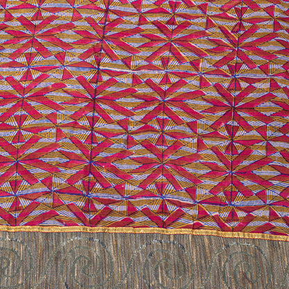 Sanskriti Vintage Red Soft Pure Crepe Sari Digital Printed Gota Lace Saree 5+Yd