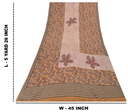 Sanskriti Vintage Soft Burgundy-Yellow Pure Crepe Sari Digital Print Saree 5.5Yd